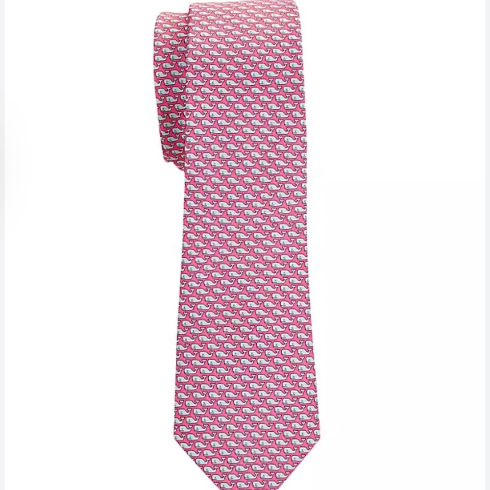 SOLD - Vineyard Vines - 100% silk tie with a playful whale print throughout
